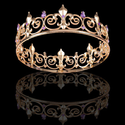 Halloween Stage Opera Performance Unisex Men Golden King Crown Headwear Adult Birthday Crown
