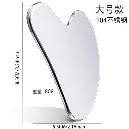 Factory direct stainless steel large heart-shaped scraping plate hand face scraping metal massage beauty tools wholesale