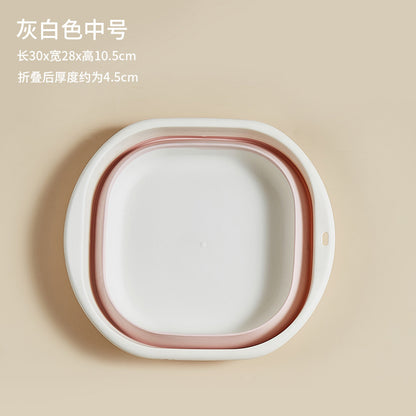 Portable Silicone Collapsible Washbasin Vegetable Washing Basin Student Dormitory Plastic Foot Soaking Foot Washing Basin Household Multi-purpose Basin