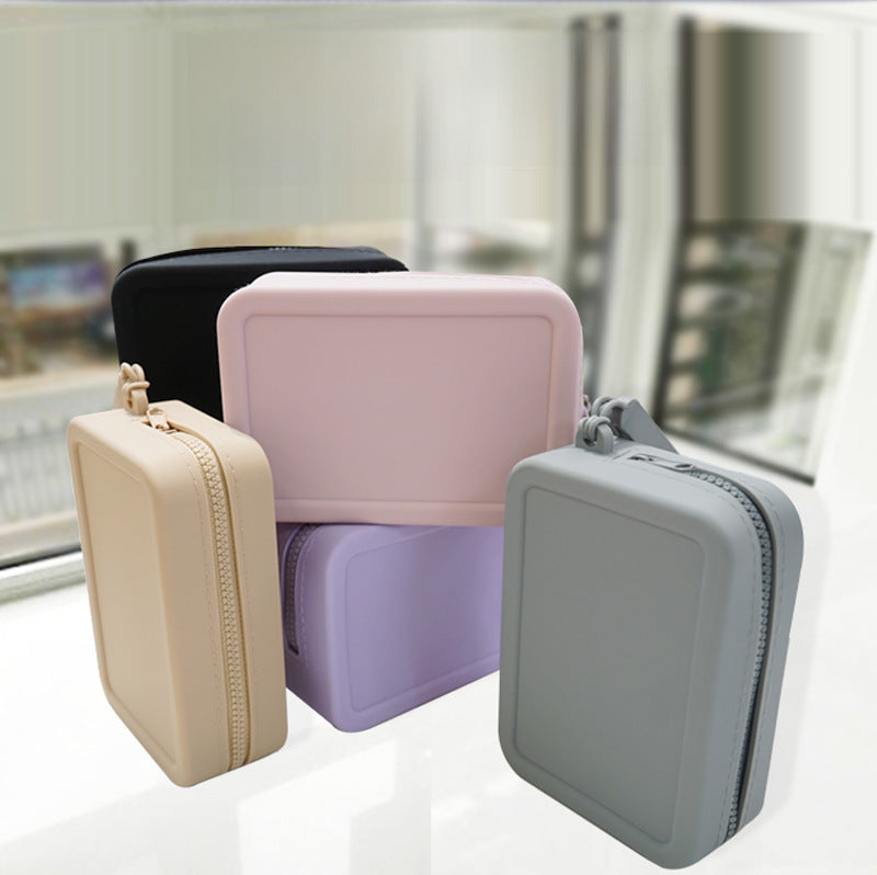 Silicone Rectangular Coin Purse Thickened Small Bag Coin Internet-famous Key Case Headset Storage Certificate Multi-purpose Bag