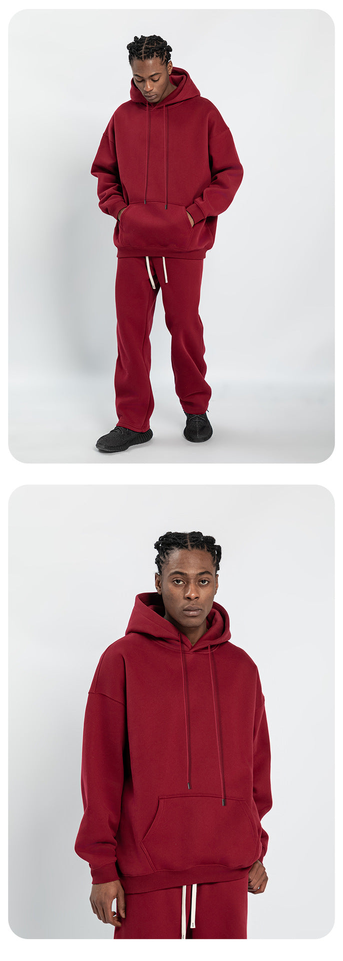 Cai Xiang Island Men's Clothing | Autumn and Winter Cross-Border American-Style Fleece Hoodie Men's Street Fashion Hooded Sweatshirt with Drawstring