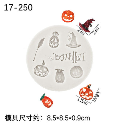 Halloween Series Flip Sugar Silicone Mold Pumpkin Ghost Skull Chocolate Cake Shape Decoration Silicone Mold