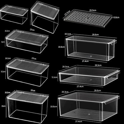Desktop Storage Box with Lid Flip-Top Rectangular Transparent Acrylic Storage Box Kitchen Cosmetics Sundry Work Station
