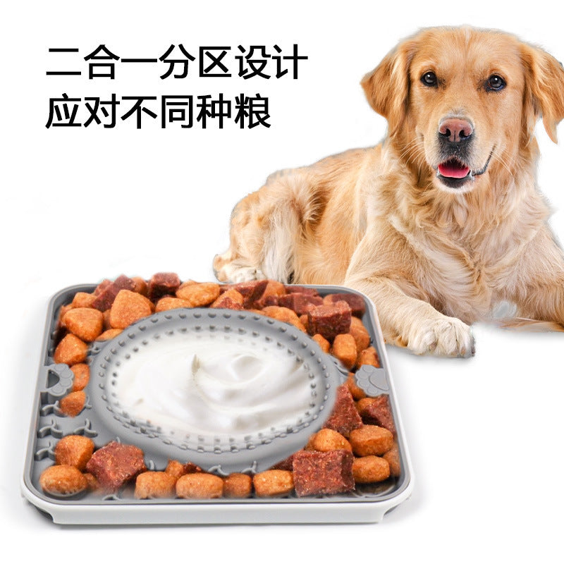 Dog Big Suction Cup Pet Anti-bite Slow Food Mat Lick Mat Silicone Slow Food Mat Cat and Dog Placemat Dog Lick Plate Food Basin