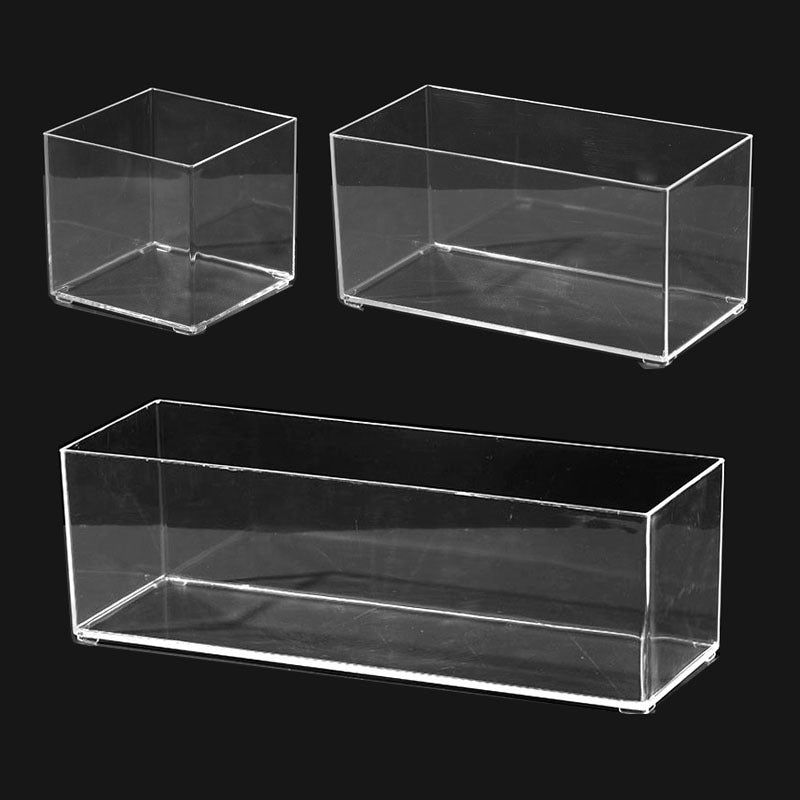 Desktop Storage Box Drawer Built-in Partition Transparent Acrylic Narrow Long Rectangular Cosmetic Workstation Kitchen