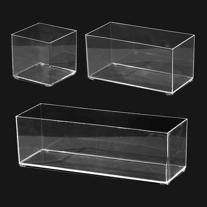 Desktop Storage Box Drawer Built-in Partition Transparent Acrylic Narrow Long Rectangular Cosmetic Workstation Kitchen