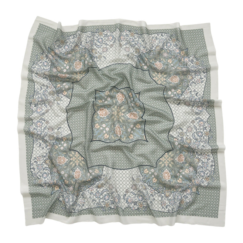 Cross-Border New Product Voile Print 110 Square Scarf Classic Lace Scarf Turban Malaysian Shawl