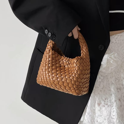 PU handmade woven bag summer high-end niche design women's bag handbag shoulder bag vegetable basket Ins bag