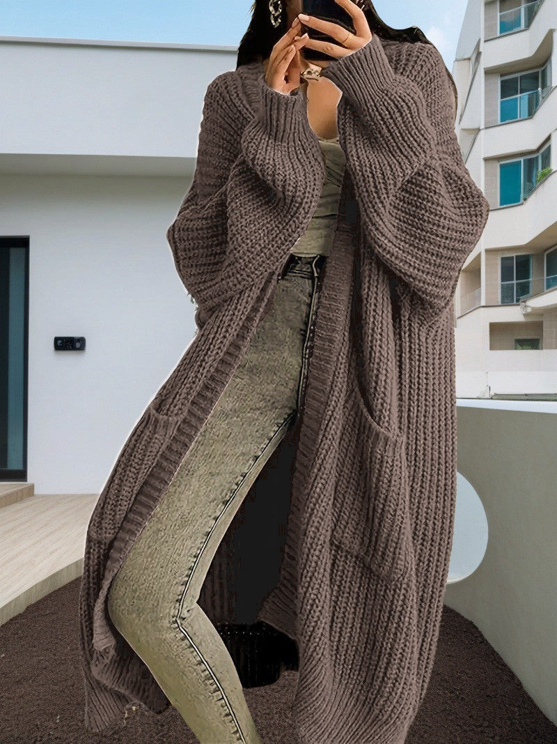 Overknee Sweater Coat Women's Loose Long-sleeved Knitted Cardigan