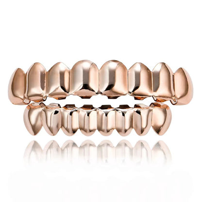 European and American Hot Selling Hiphop Hip-Hop Gold Braces Upper Teeth 8 Lower Teeth 8 Teeth Braces Cross-Border Glossy Braces