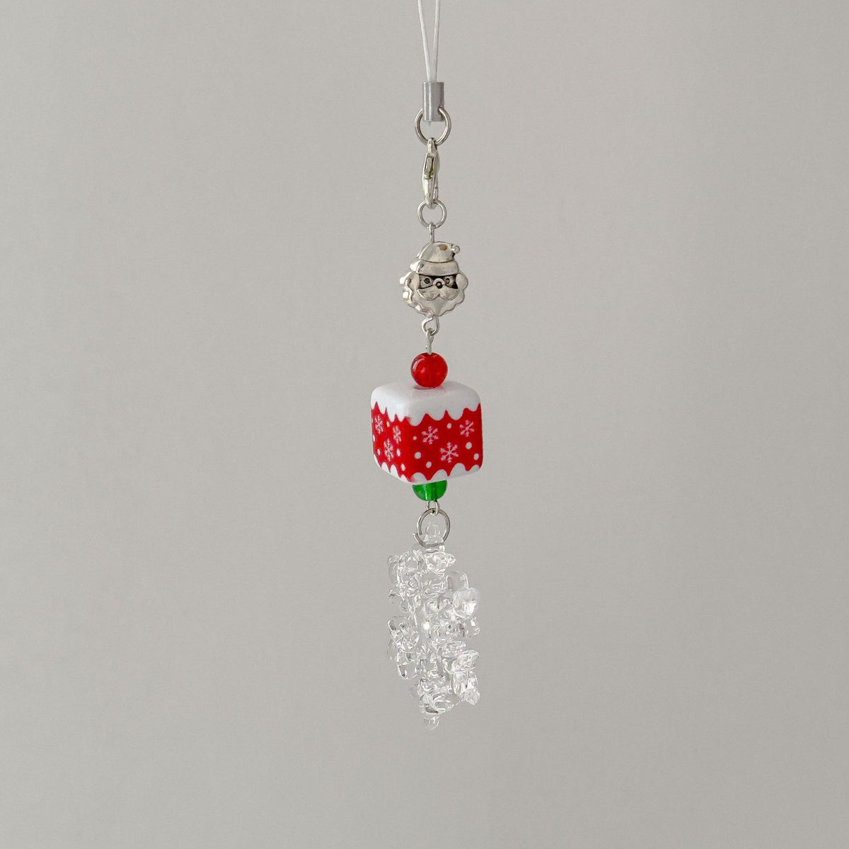 Christmas Beaded Mobile Phone Lanyard Christmas Cute School Bag Hanging Keychain Snowflake Pendant
