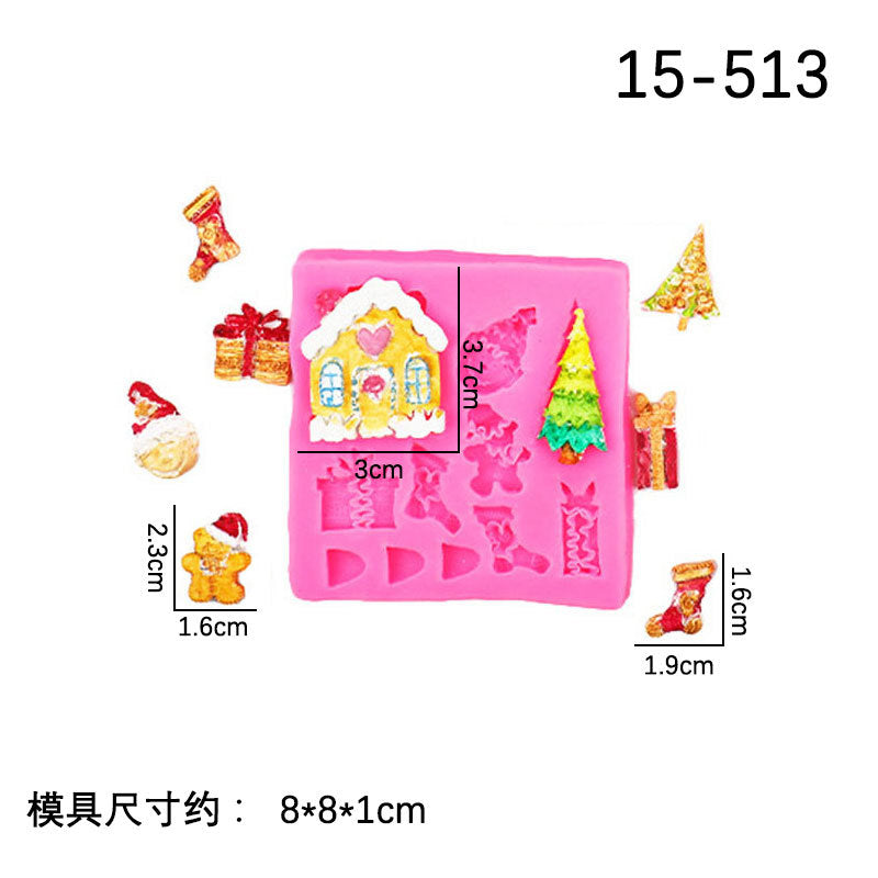 Christmas Theme Silicone Mold Snowflake Christmas Tree Snowman Gingerbread Man Creative Baking Decoration Liquid Silicone Mold