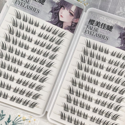 Yingmeijia Eyelashes Glue-Free Ten Rows of Jade-Faced Little Fox False Eyelashes Ancient Style Natural Thick Oblique Flying Segmented Pure Lust Style