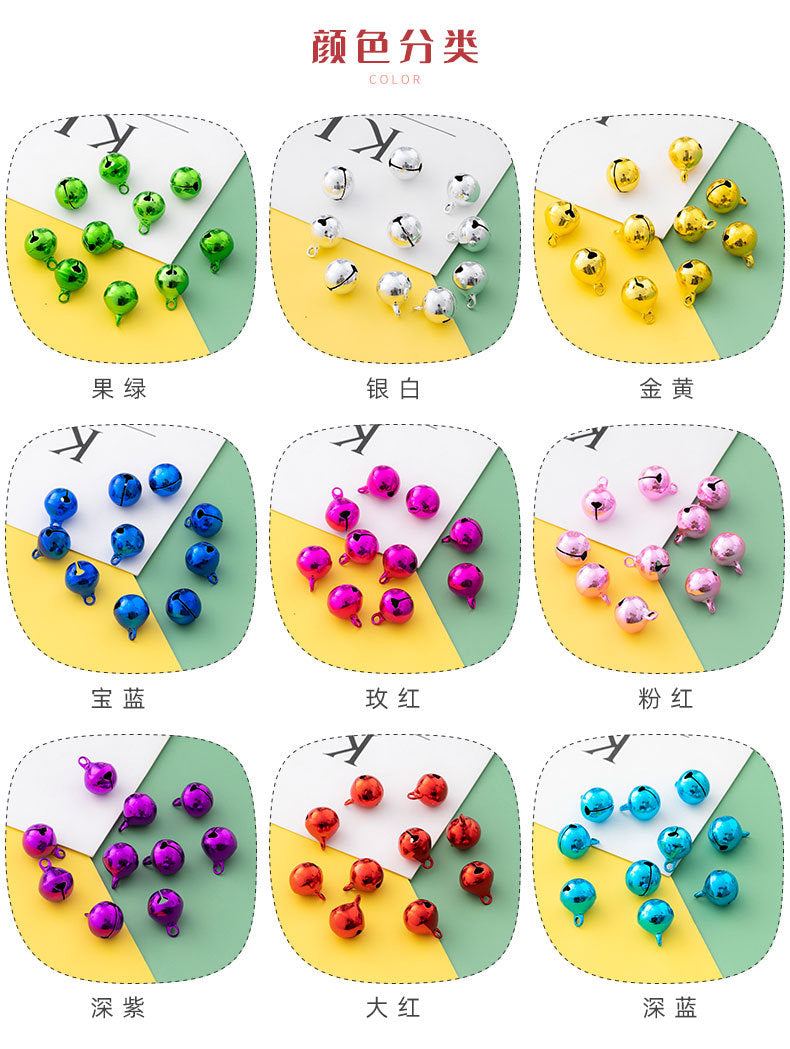 12mm Eco-Friendly Colorful Flat Metal Copper Bells, Color-Preserving, Christmas Holiday Pet Gift DIY Keychain Accessories