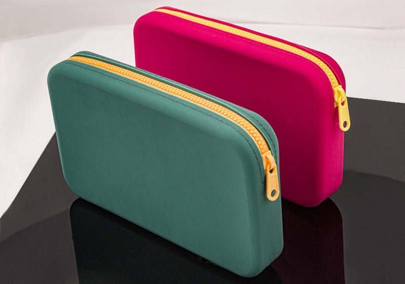 Large-Capacity Rectangular Silicone Cosmetic Bag, Storage Bag, Toiletry Storage Bag, Digital Bag, Travel Bag, Menstrual Bag