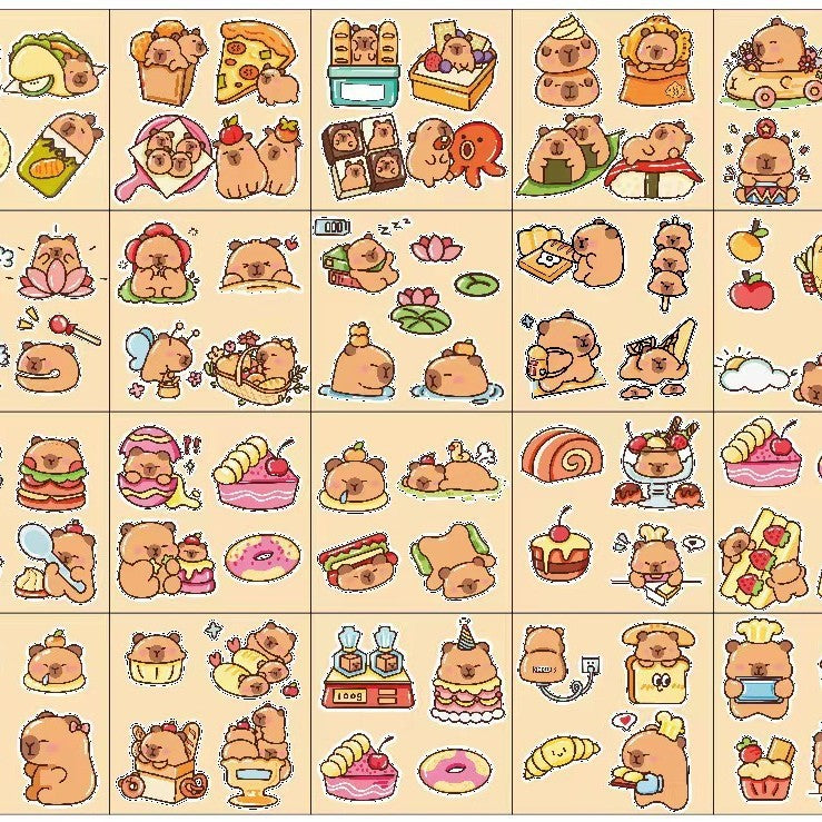 Kapibara Planner Stickers Cartoon Capybara Pet Student DIY Stickers Waterproof Water Bottle Phone Case Adhesive Laser