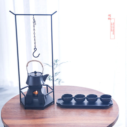 Yuerui New Rustic Pottery Constant Temperature Alcohol Tea Brewing Pot Set with Handle, Balcony Tea Brewing Stove Complete Set Wholesale Pottery