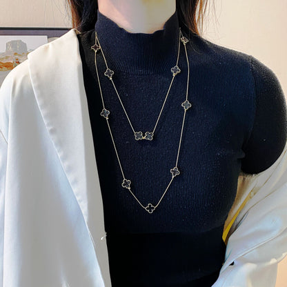 Shijiazu stacked with long pearl necklace women's light luxury temperament sweater chain Joker high sense autumn and winter necklace