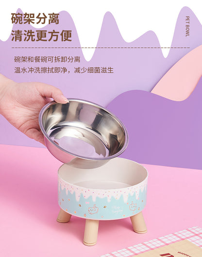 Pet Bowl Anti-overturning Cat Bowl Pet Stainless Steel Dog Bowl Cat Neck Protection High Foot Bowl Dog Food Utensils Cross-border New
