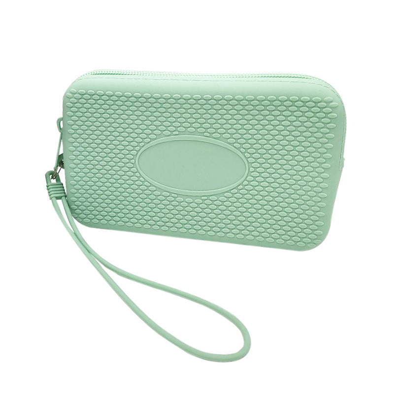 Silicone Square Small Travel Storage Bag with Handle, Customizable Logo, for Storing Miscellaneous Items, Toiletries, and Coins