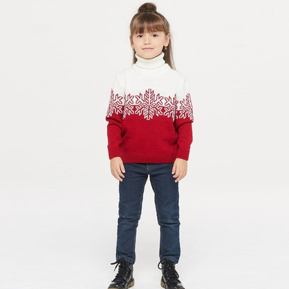 Amazon New Christmas Family Clothes Jacquard Turtleneck Sweater Christmas Clothing in stock Wholesale