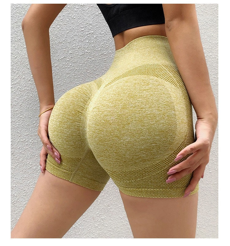 Extra Fat and Enlarge Cross-Border Smiling Face Honey Buttocks Women's High-Waisted Quick-Drying Seamless Tight-Fitting Three-Point Fitness Pants Sports Yoga Shorts