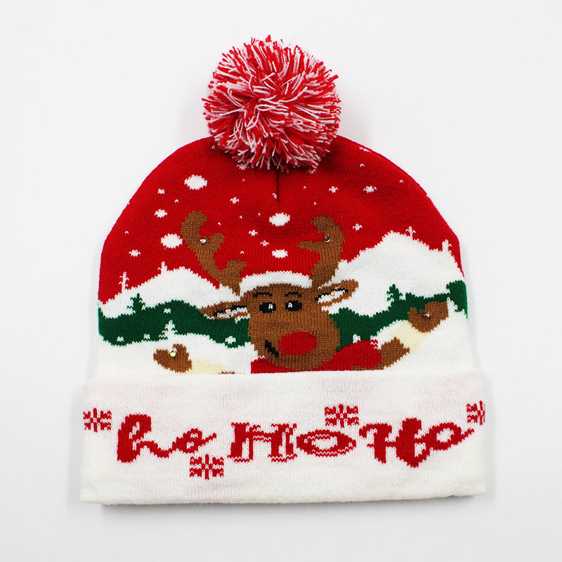 Korean Internet Celebrity Style Snowflake Christmas Hat, Warm and Cold-Proof Women's Knitted Hat with Pom-Pom, Ear-Protecting Yarn Hat, Light Luxury Style