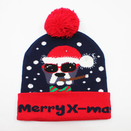 Korean Internet Celebrity Style Snowflake Christmas Hat, Warm and Cold-Proof Women's Knitted Hat with Pom-Pom, Ear-Protecting Yarn Hat, Light Luxury Style
