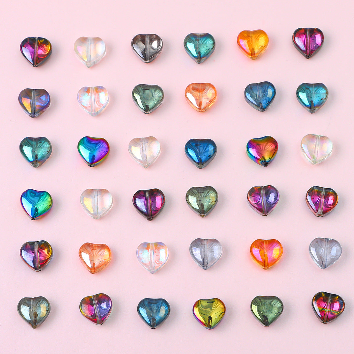 10mm Glass Color-Coated Peach Heart Crystal Beads Loose Beads DIY Handmade Necklace Bracelet Ear Jewelry Manufacturer Direct Sales Wholesale