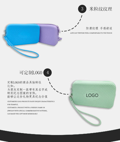 Silicone Square Small Travel Storage Bag with Handle, Customizable Logo, for Storing Miscellaneous Items, Toiletries, and Coins