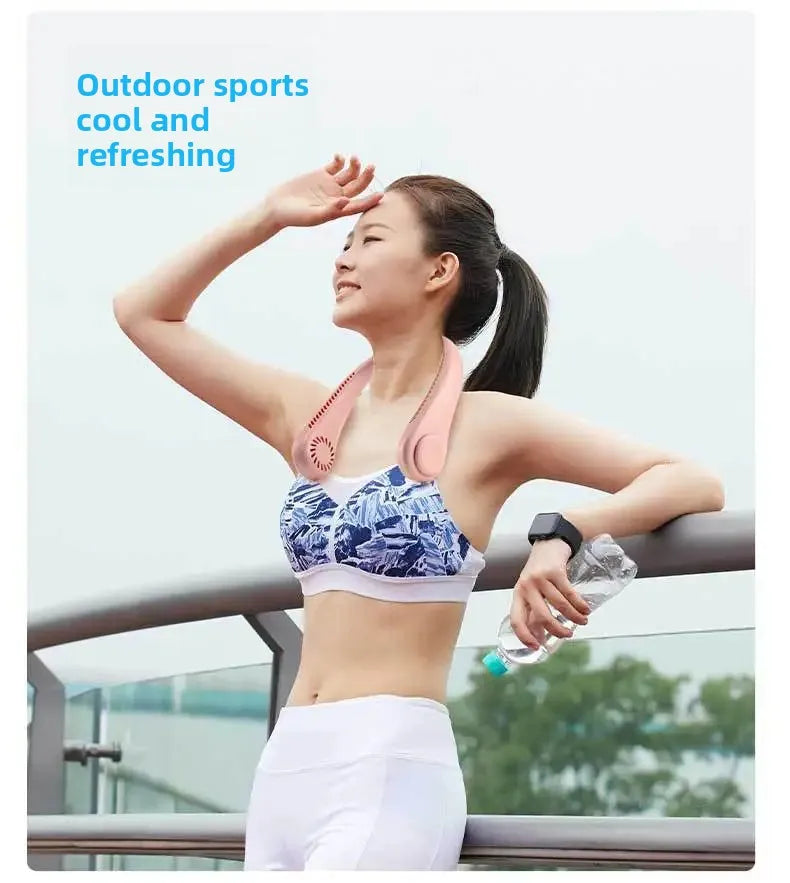 new style cooling usb charging fan portable outdoor small fan hanging neck mini bladeless fan hanging neck