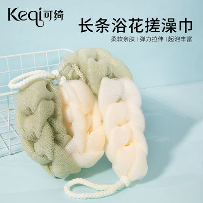 Long Bath Sponge Scrubber, Bubble Bath Ball, Comfortable Bathing Flower Ball, Exfoliating and Skin-Softening