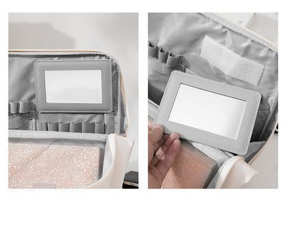 Vertical Cosmetic Bag, Large Capacity, Women's Pencil Case, Travel Pu Waterproof, Can Be Hung on Luggage, Makeup Brush Storage Bag