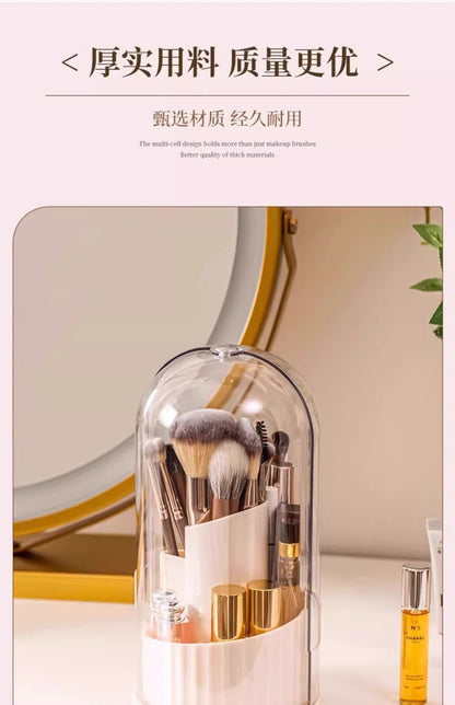 Cosmetic Brush Storage Cylinder Rotating Dustproof Dressing Table Cosmetic Storage Box Lipstick Eyeshadow Storage Rack Desktop Pen Holder