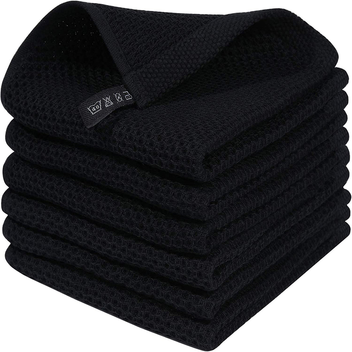 Cross-border Amazon pure cotton honeycomb kitchen dishwashing square towel can be suit with hook waffle square towel generation sticker code