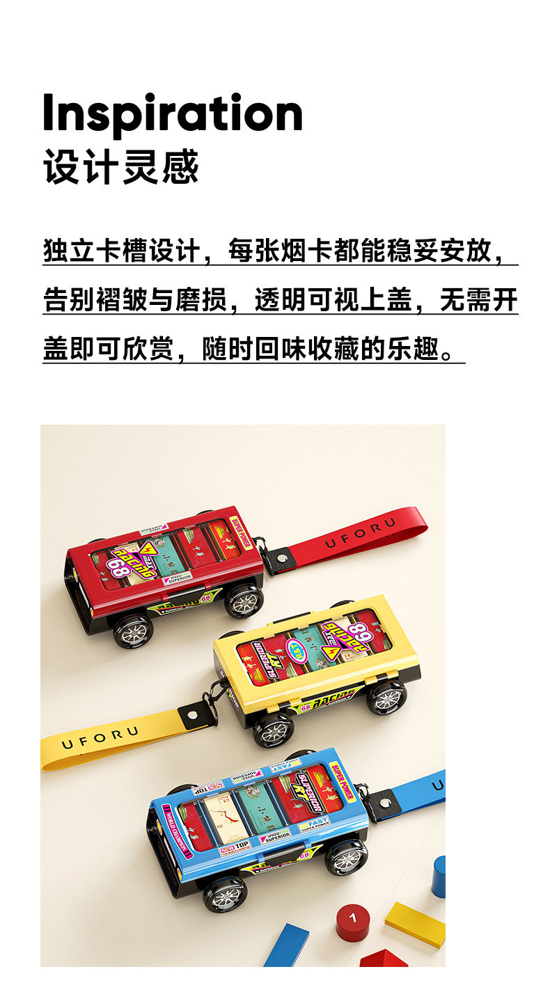 Cigarette Card Storage Box Double Layer Cigarette Card Collection Dustproof Storage Card Box Car Shape Portable Storage Box with Handlet