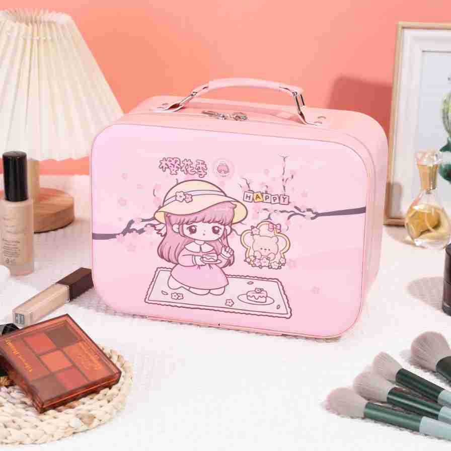 Leather Ready-Made Cartoon Makeup Case with Mirror, Makeup Bag with a High-End Feel, Multifunctional Storage Bag, Large Capacity Wholesale