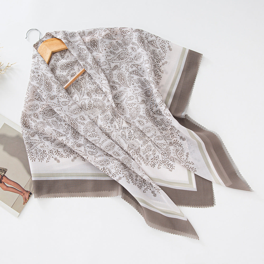 Cross-Border New Product Voile Print 110 Square Scarf Classic Lace Scarf Turban Malaysian Shawl
