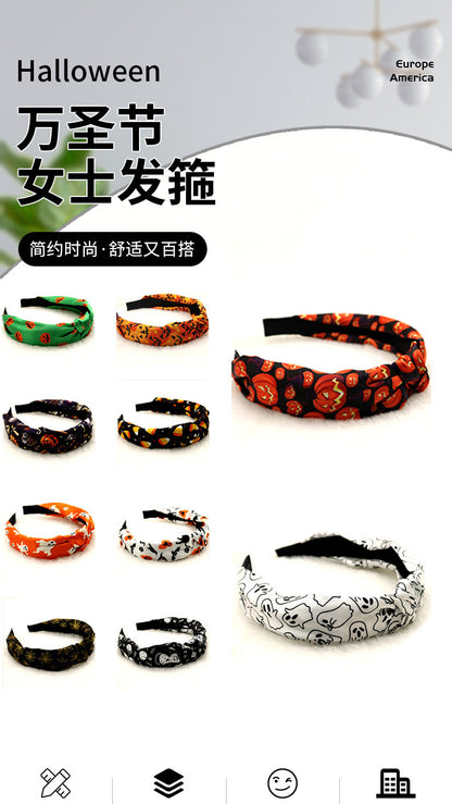 Cross-border wholesale Amazon Halloween pumpkin knotted hairband high cranial top headband hairpin high sense hair cave hair accessories