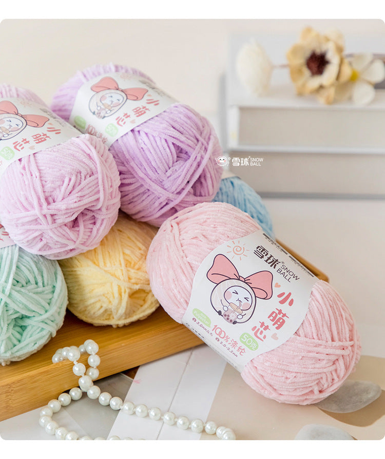 Snowball Macey Core Matte Chenille Fine Wool DIY Handmade Knitted Doll Scarf Hat Hair Accessories Crochet