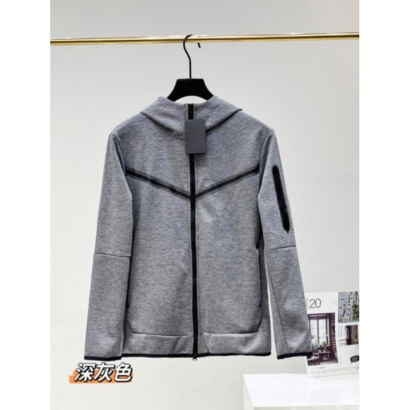 2024 Spring and Autumn Casual Sports Cotton Air Layer Hooded Zipper Cardigan Men's Jacket 490 Coat