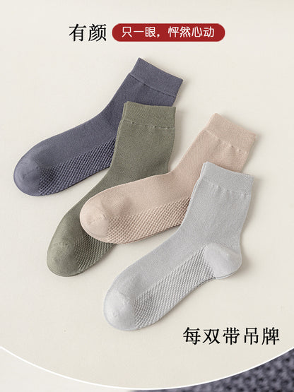 Zhuji socks men's mid-tube socks summer ultra-thin deodorant summer business spring and summer mesh stockings breathable sweat absorption