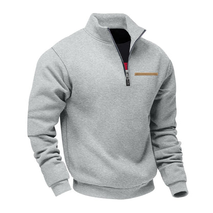 Cross-Border American Style Autumn and Winter Heavyweight Fleece Long-Sleeve Men's Sweatshirt with Half-Zip, Loose Fit, Stand Collar, Pullover Men's Sweatshirt
