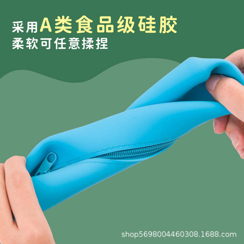 Large-Capacity Dust-Proof Silicone Storage Box for Primary and Secondary School Students, Waterproof Travel Stationery Box, Pencil Case for Travel