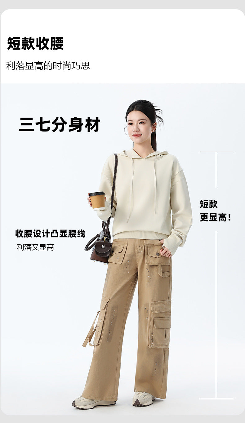 Couple Style Air Layer Hooded Top for Women, Lightweight, Breathable, High-End, Slim, Casual, Loose Sweatshirt, New Trendy Brand