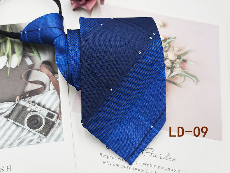 Factory In-Stock Zipper Tie Men's Formal Business 8cm Lazy Tie Red Black Striped Workplace Striped Tie