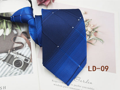 Factory In-Stock Zipper Tie Men's Formal Business 8cm Lazy Tie Red Black Striped Workplace Striped Tie