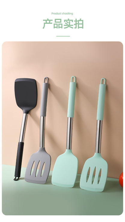Silicone Frying Shovel Non-Stick Pan Frying Fish Shovel Leakage Shovel Household Kitchen Cooking Tools All-in-One Silicone Slant Leakage Shovel