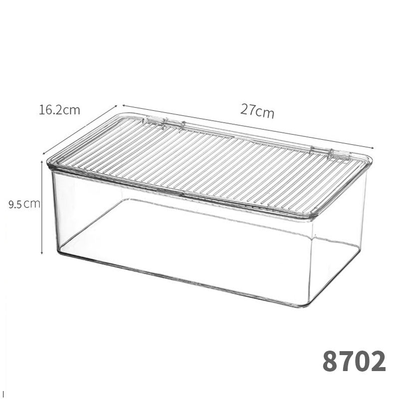 Storage Box PET Transparent Acrylic Rectangular Cosmetic Station Snack Kitchen Sundries Storage Box with Lid