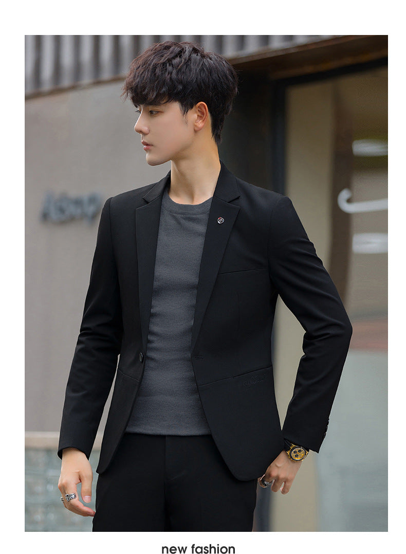 A 1.45kg Piece Set of Spring & Fall Casual Small Suit Jacket Men's Korean Style Slim Gray Formal Full Suit Suit
